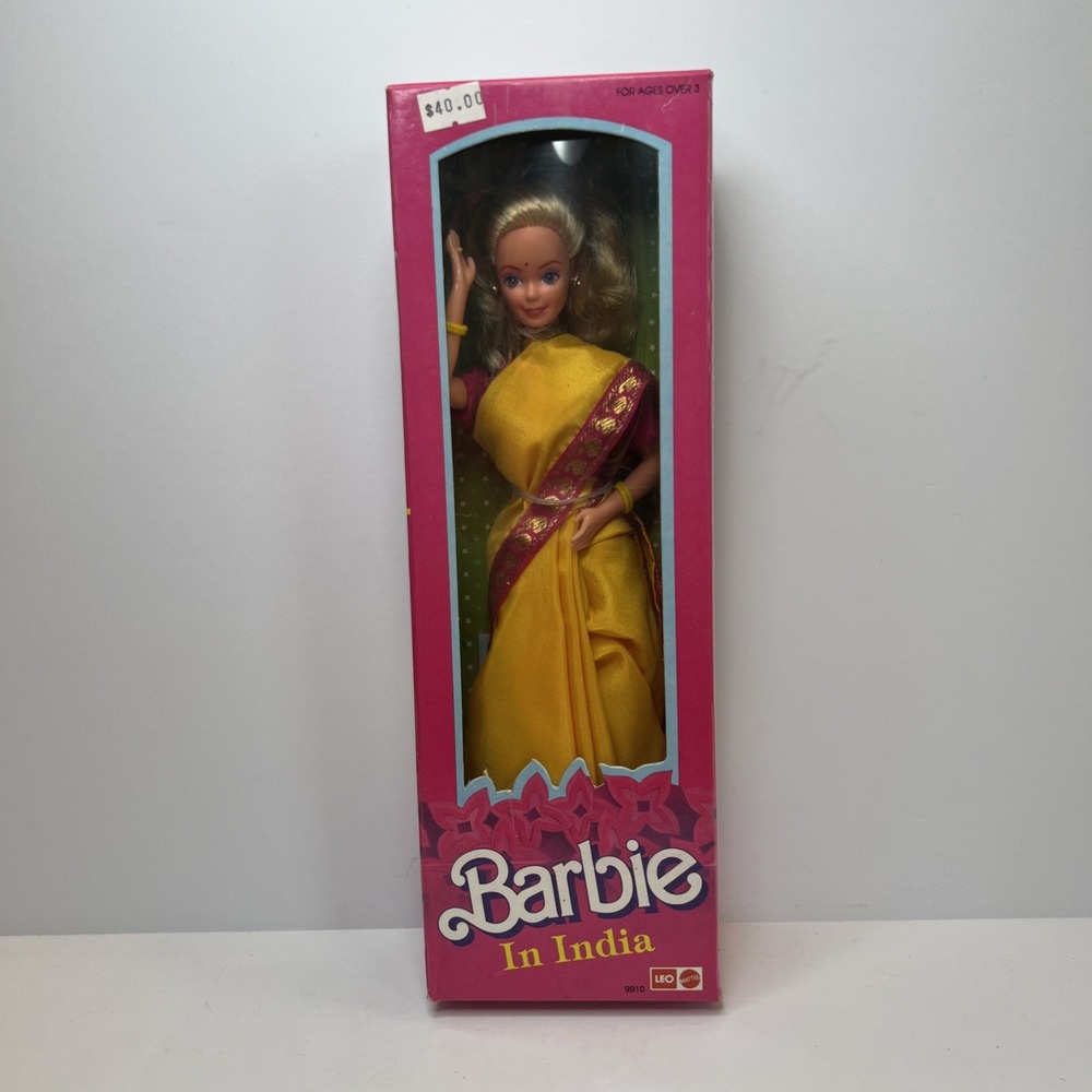 1993 Barbie in India #9910 Blonde Yellow Sari LEO Mattel NIB Vintage